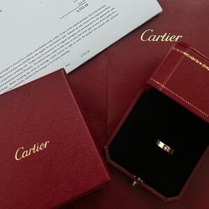 Cartier Love Ring Small Model 4mm 18K Yellow One Diamond Gold Size 47 / US 4
